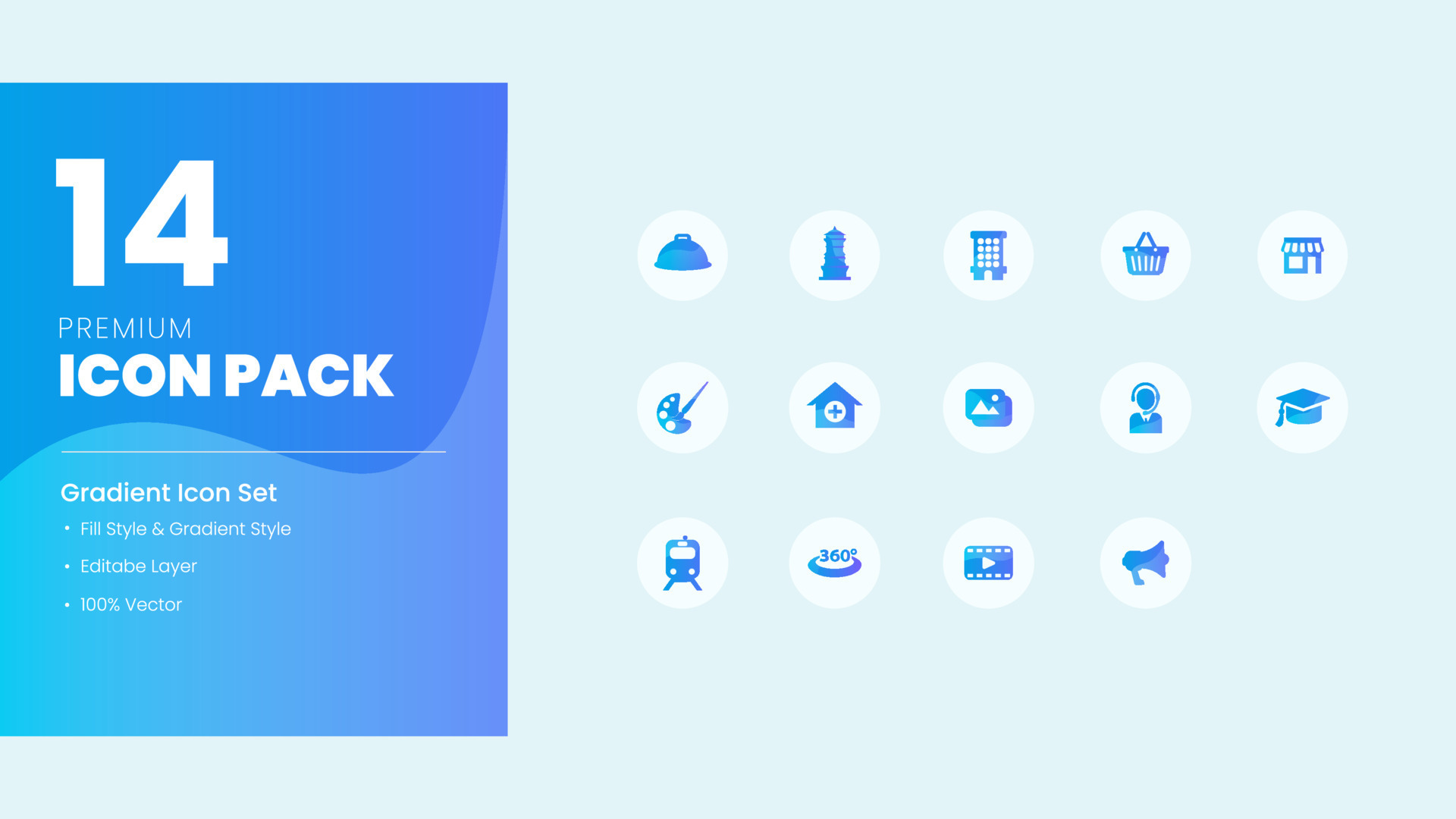 Gradient icon pack with blue color and premium style 11895812 Vector ...