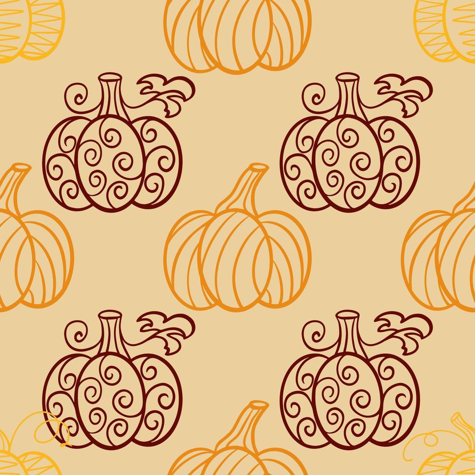 Warm autumn seamless pattern with pumpkins vector