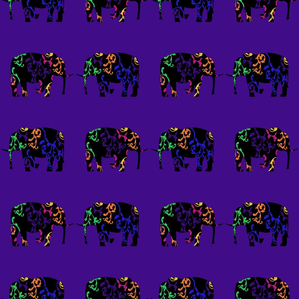 Seamless pattern of a running elephant. vector