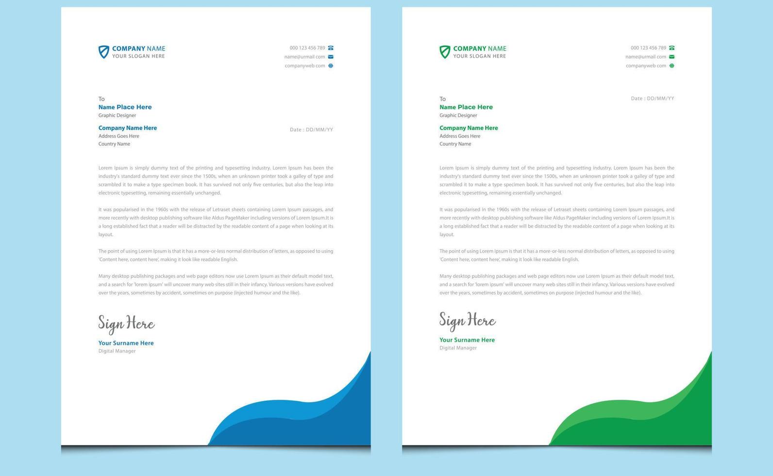 Simple clean abstract minimal creative company corporate modern professional business letterhead design template. vector