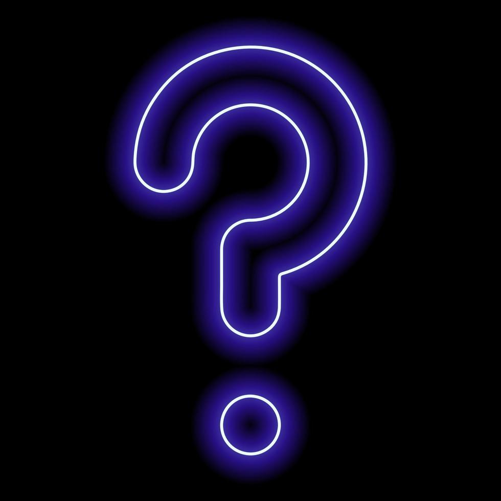 Blue neon question mark on a black background vector