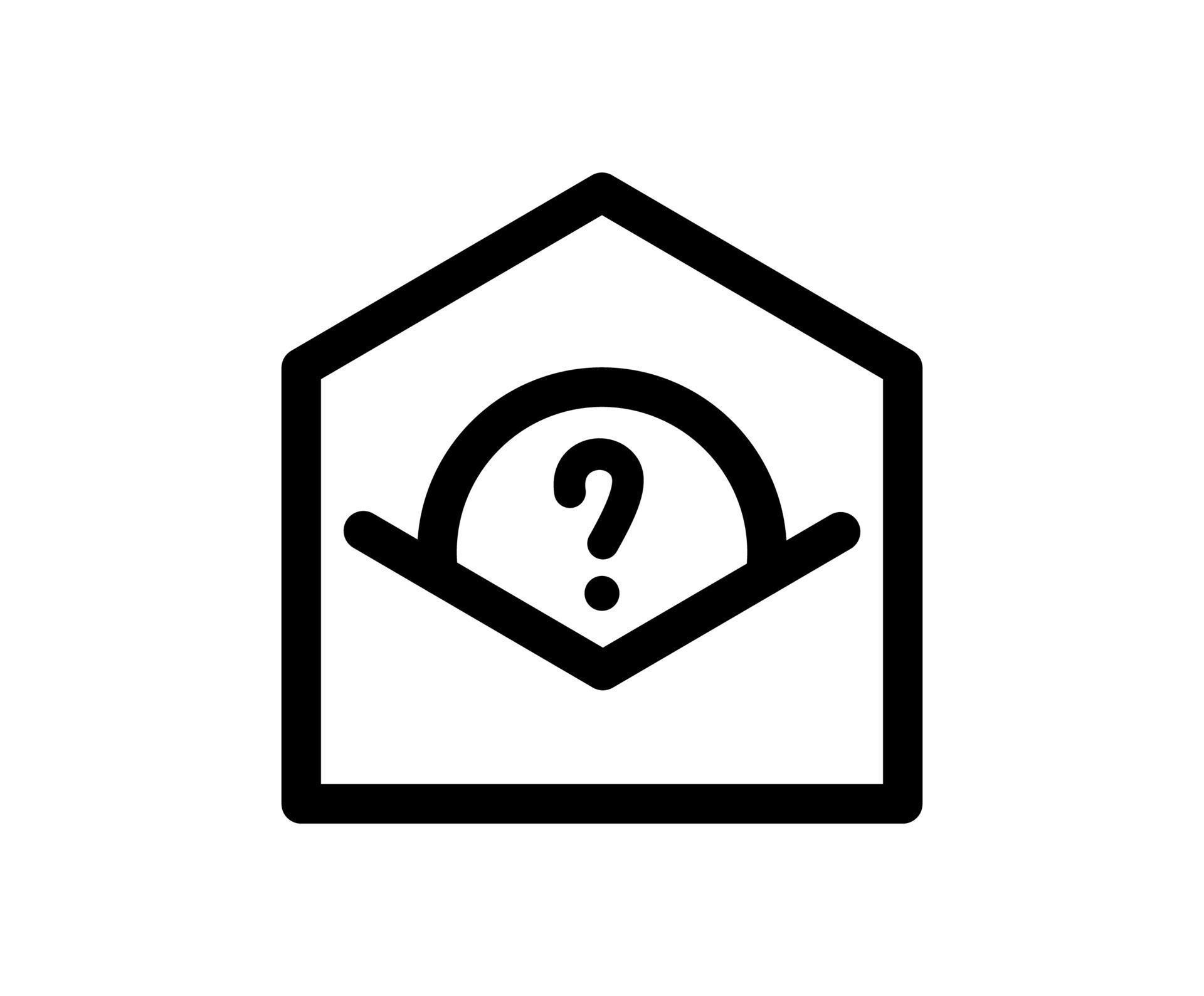 Mail with Question Mark monoline vector logo icon. Flat sign isolated