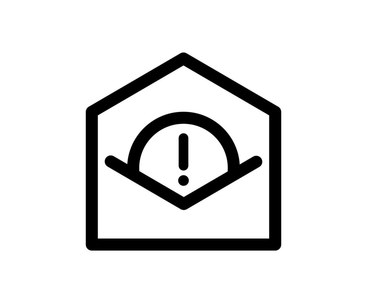 Dangerous message. Email error vector logo icon. Envelope with exclamation mark. Sign and alert error, alarm danger symbol. Letter mail, warning caution, danger monoline