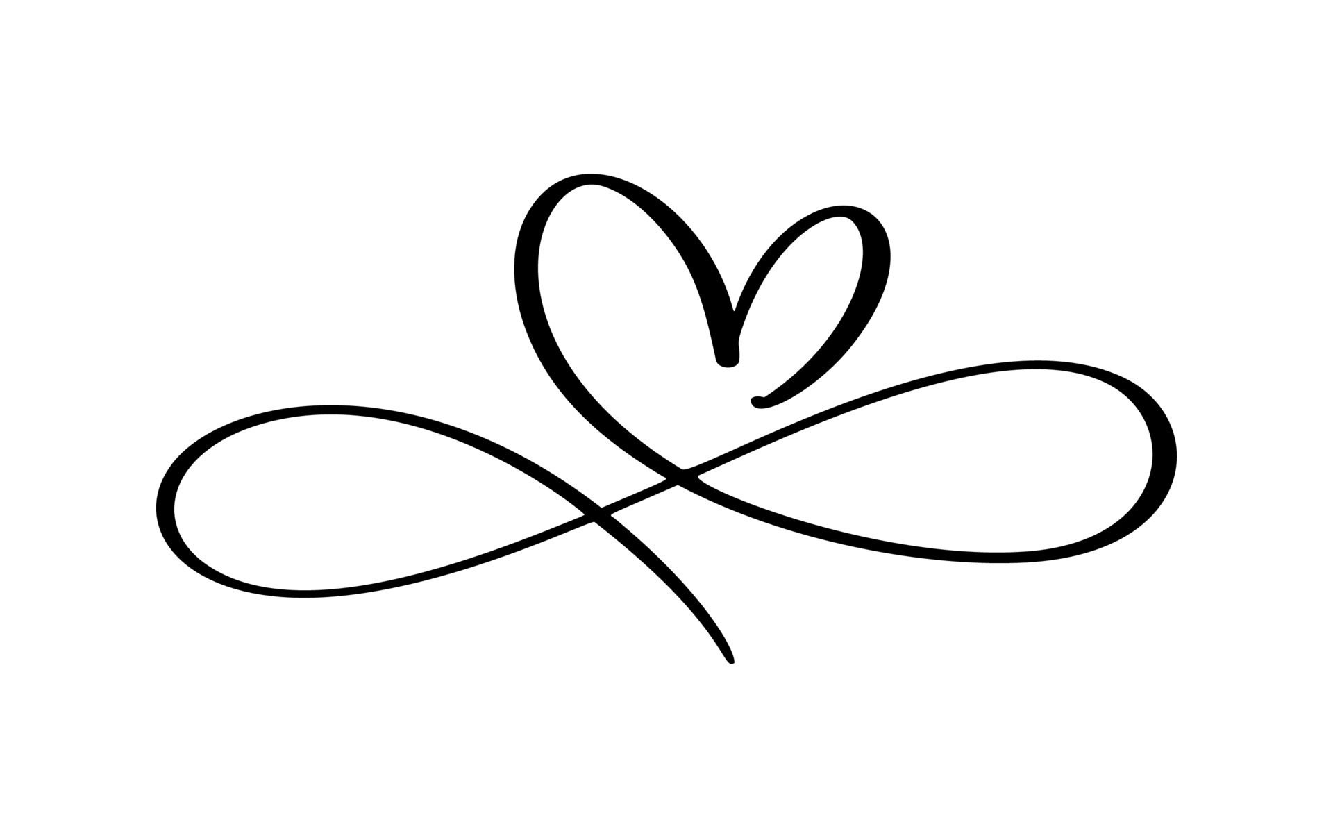 Love vector heart logo in sign of infinity. Sign on postcard to