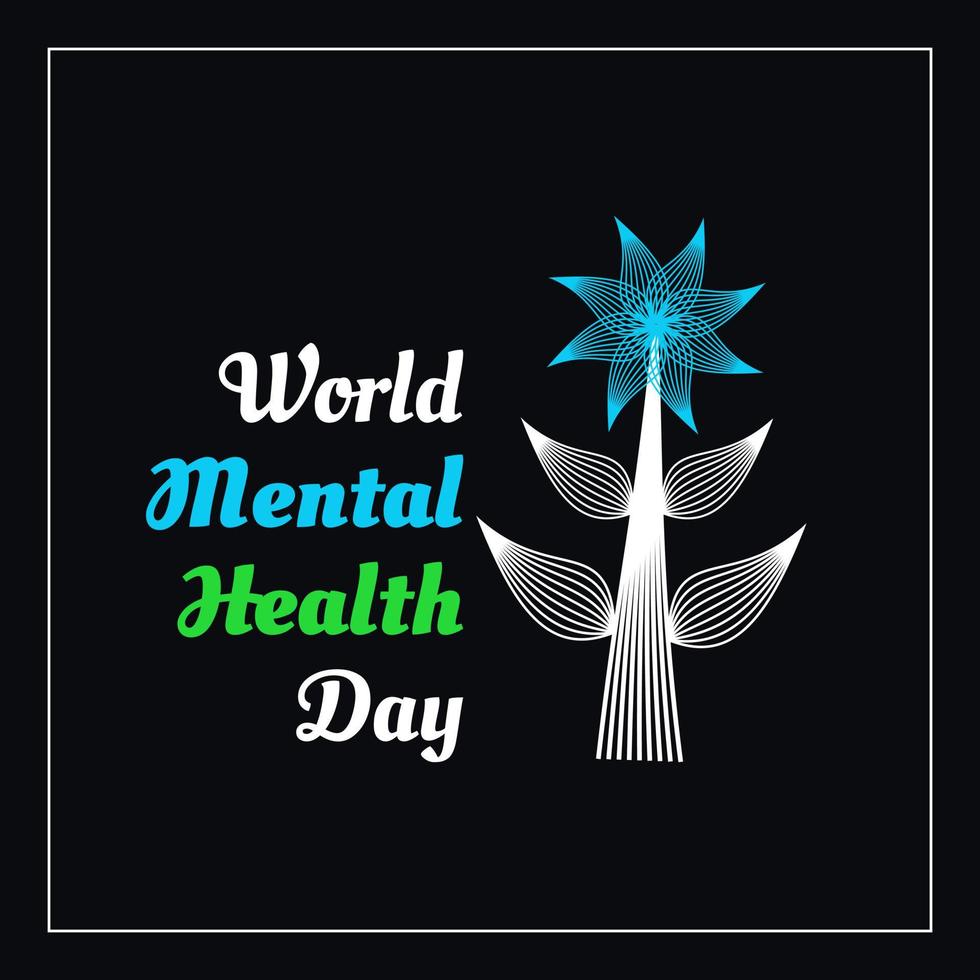 World mental health day. Abstract tree, leaves and flowers. Template for the design of a logo, promotion, presentation, flyer, banner. vector