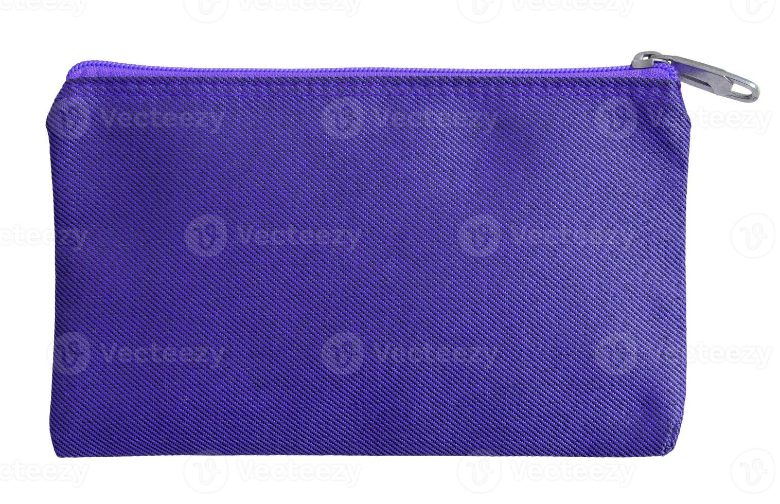 blue fabric bag with zipper isolated on white with clipping path photo