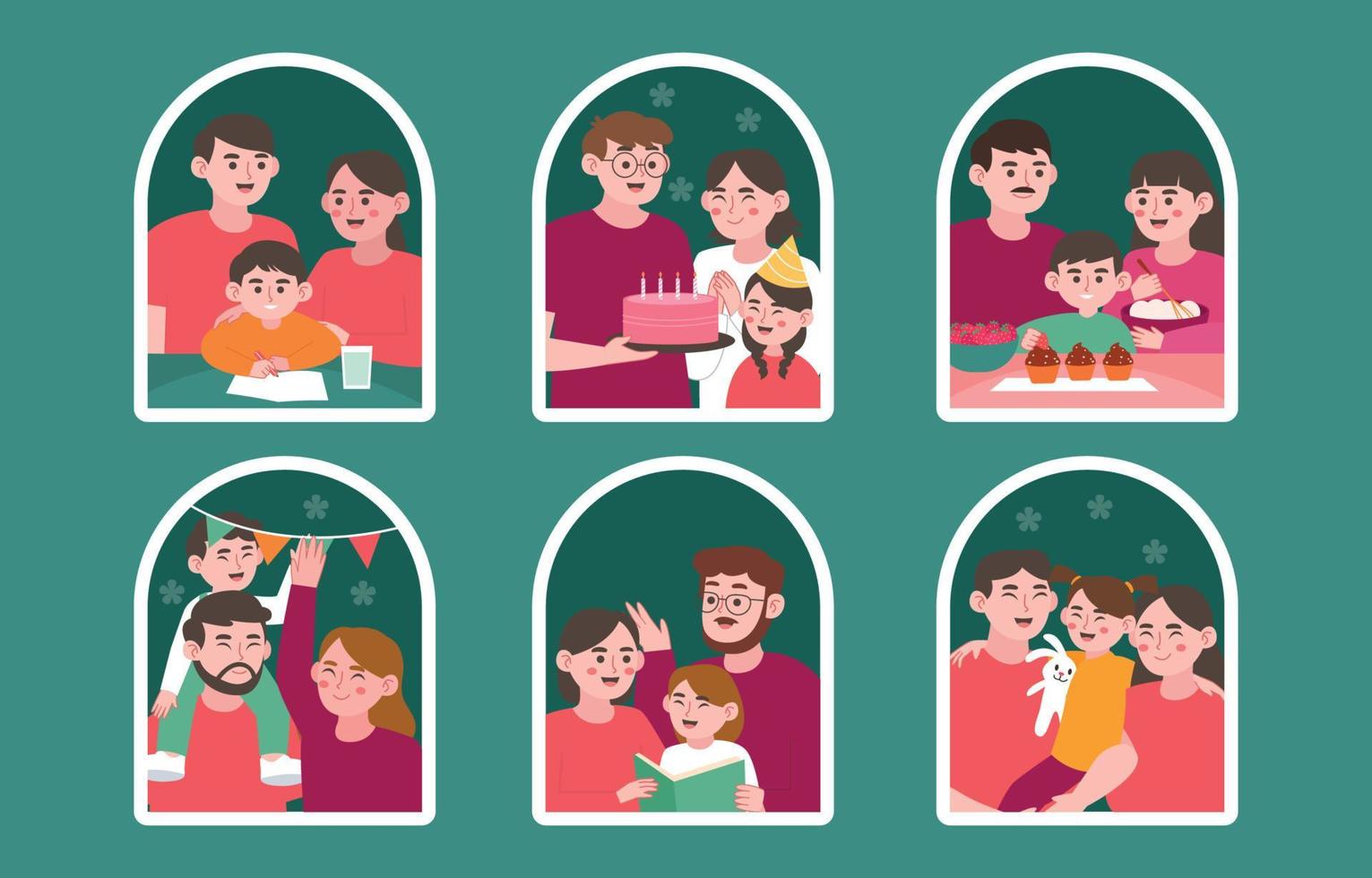 Family Time Sticker Collection vector