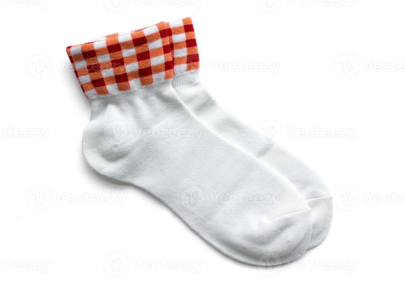 white striped socks isolated on white background photo