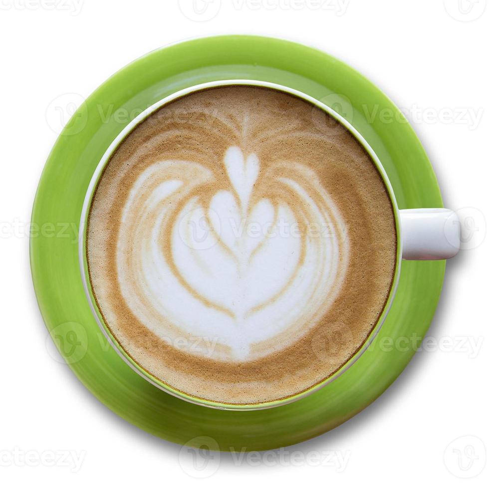 coffee cup isolated on white, top view photo