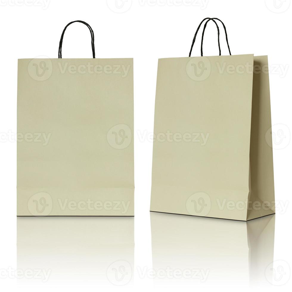 brown paper bag on white background photo