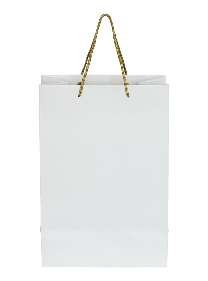 white paper bag isolated on white with clipping path for mockup photo