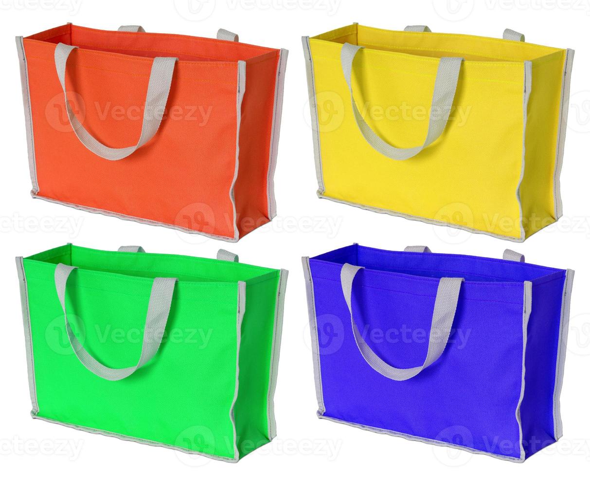 set of colorful shopping bag isolated on white with clipping path photo