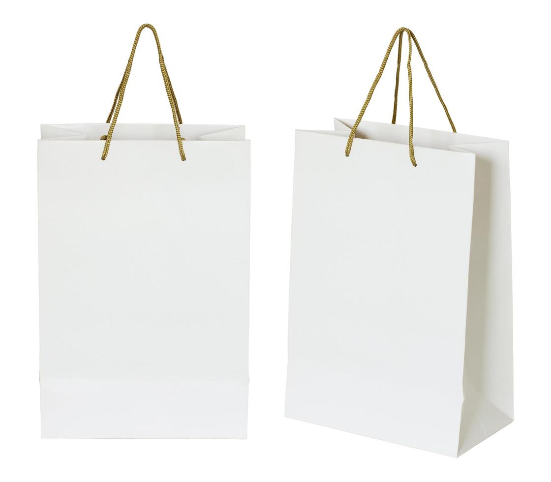 white paper bag isolated on white with clipping path photo