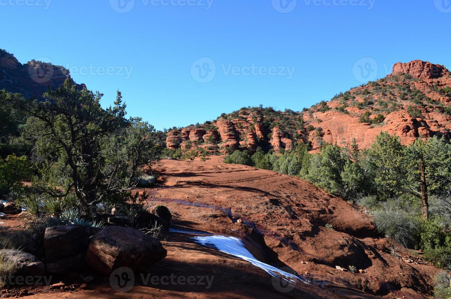 Patch of Snow on Red Rock in the Winter photo