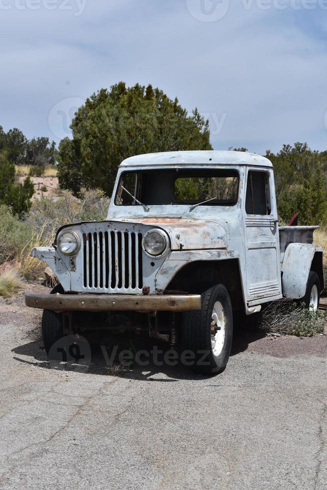 Antique Light Blue Truck Broken Down in Arizona photo