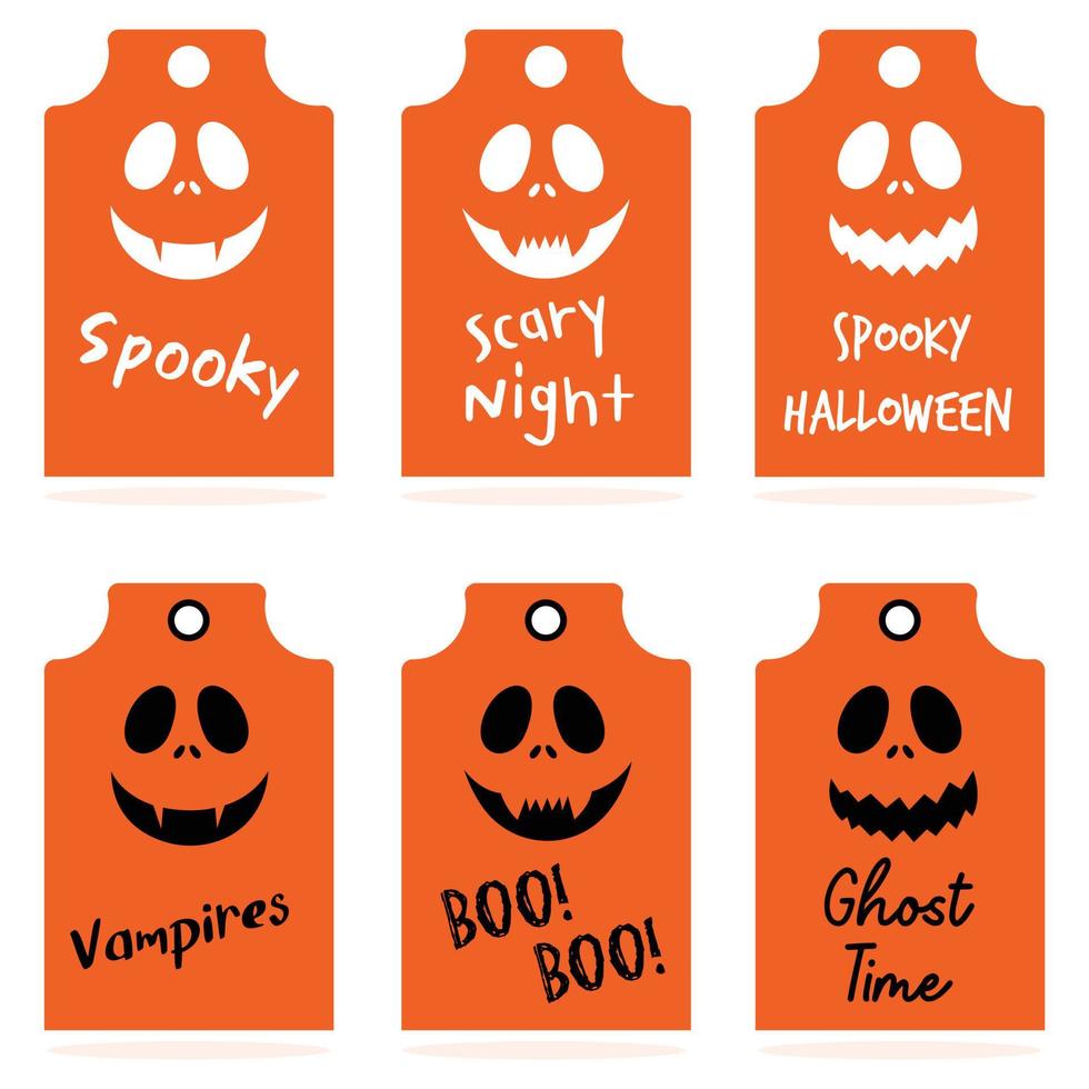 Ghost or scary face of Halloween Day tags and sign. vector