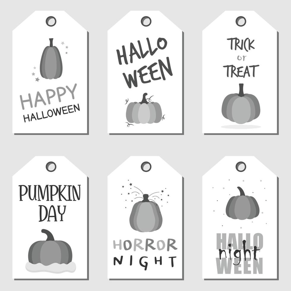 Halloween Day gift tag. Printable greeting cards with pumpkin. vector