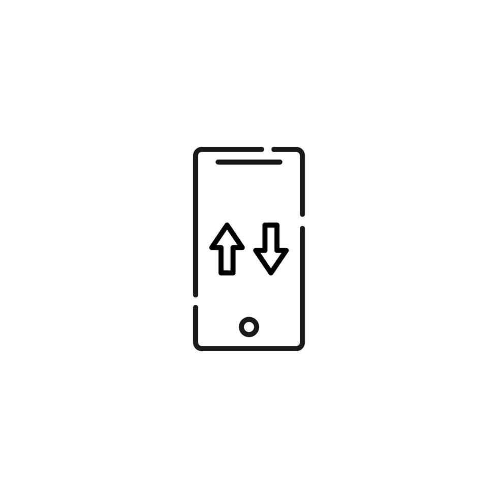 pantalla de teléfono. símbolo de línea vectorial dibujado en estilo plano moderno. perfecto para sitios web, tiendas, páginas de Internet. trazo editable. icono de línea de flechas en la pantalla del teléfono vector