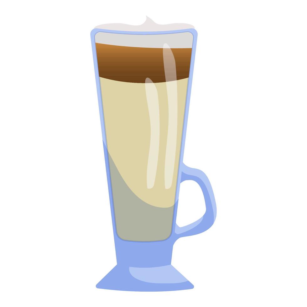 A tall glass cup of coffee with whipped cream. Coffee drink with additives. Vector