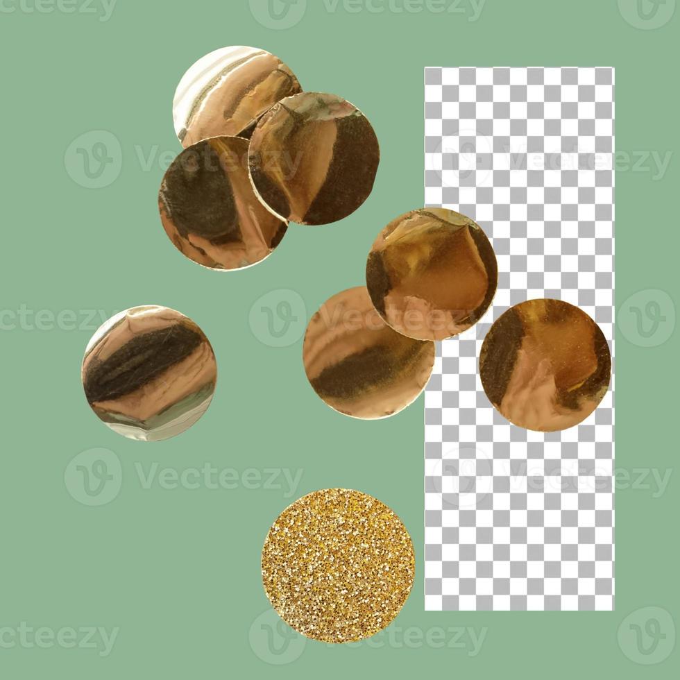 Set of golden confetti for christmas decoration photo