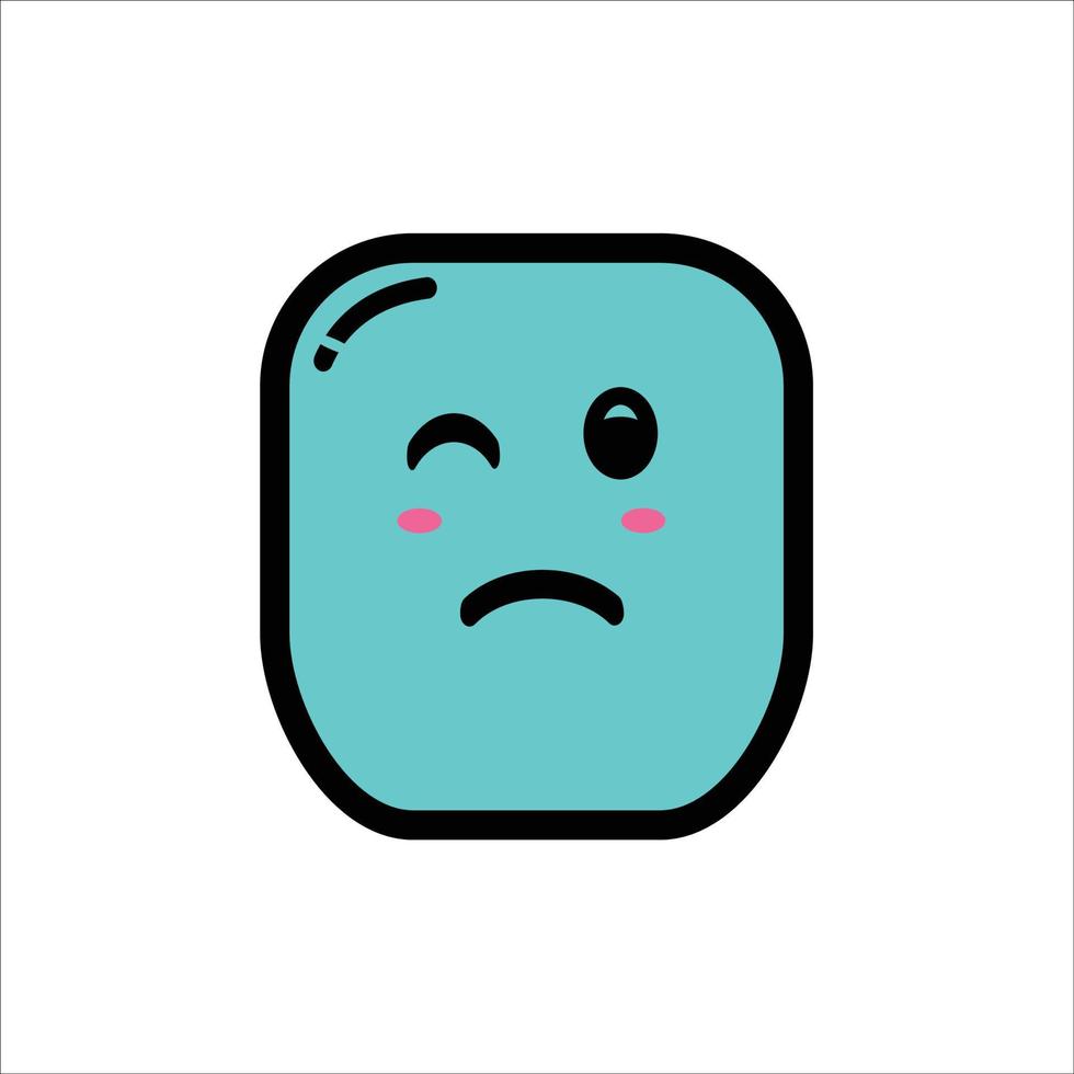 Frowning face icon design while blinking vector