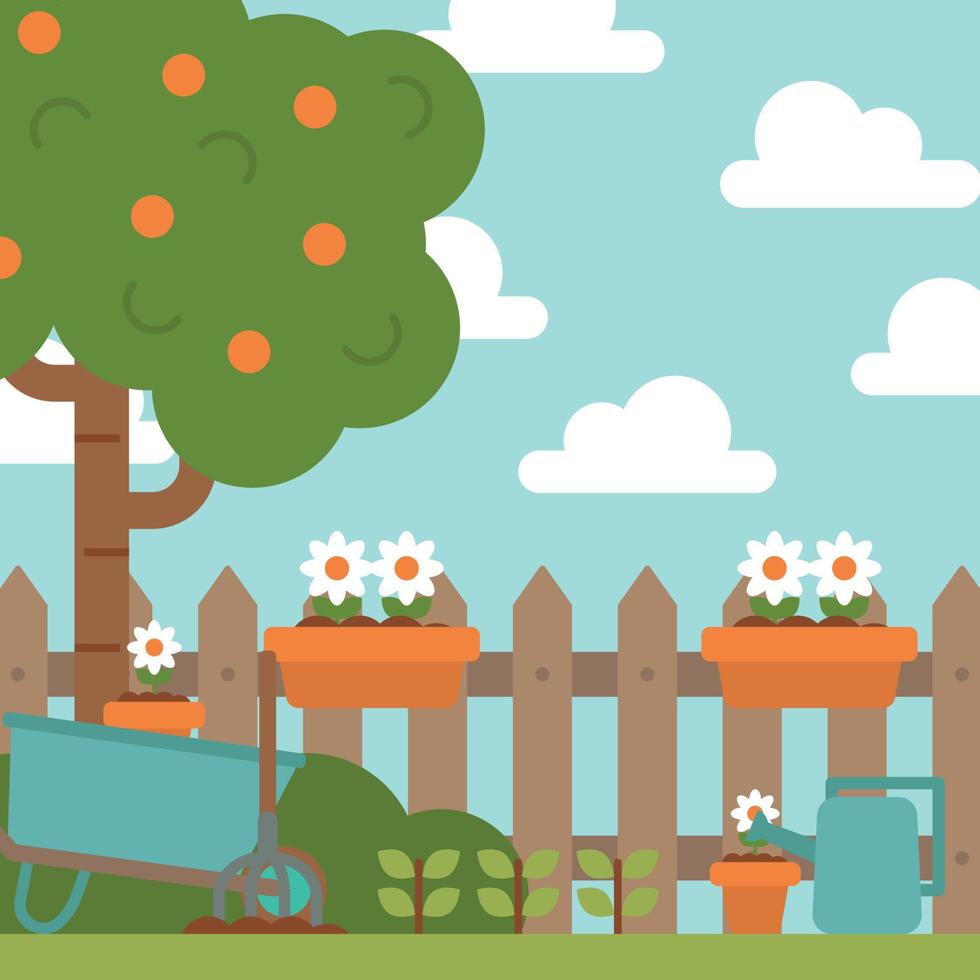 Beautiful Landscape Illustration of a Garden vector