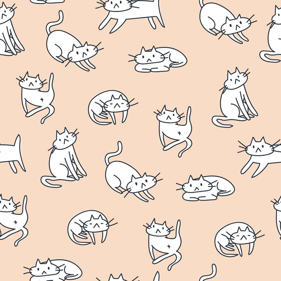Cute Cat Seamless Pattern vector