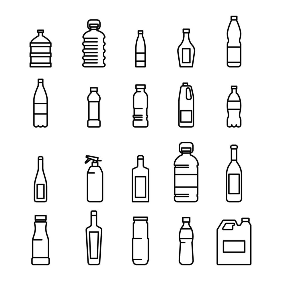 botellas delineadas en blanco y negro vector