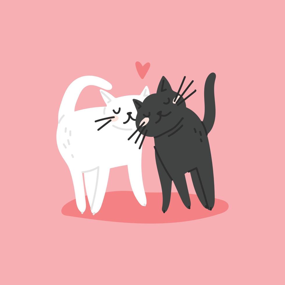 linda ilustración de pareja de gatos vector