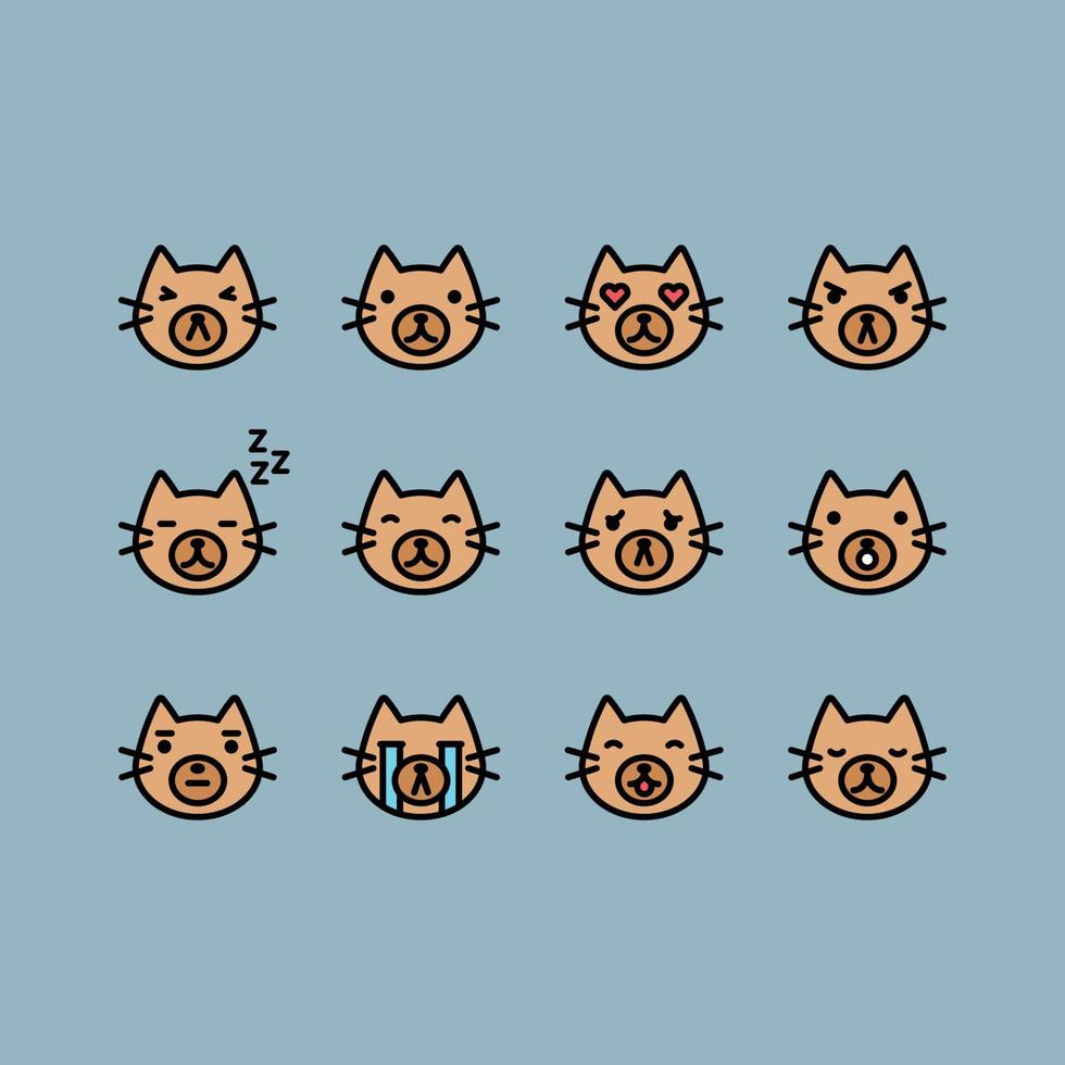 Facial Expressions Cat Icons vector