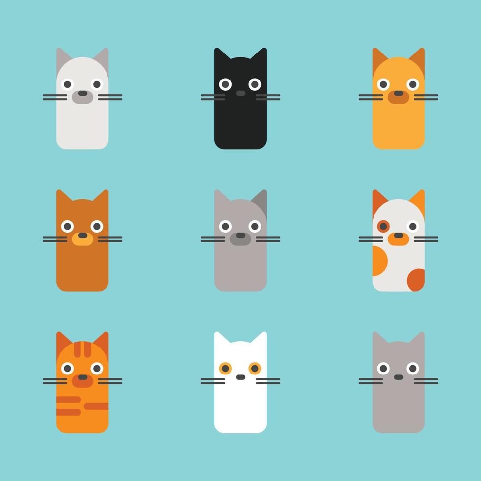 Flat Design Collection of Cats vector