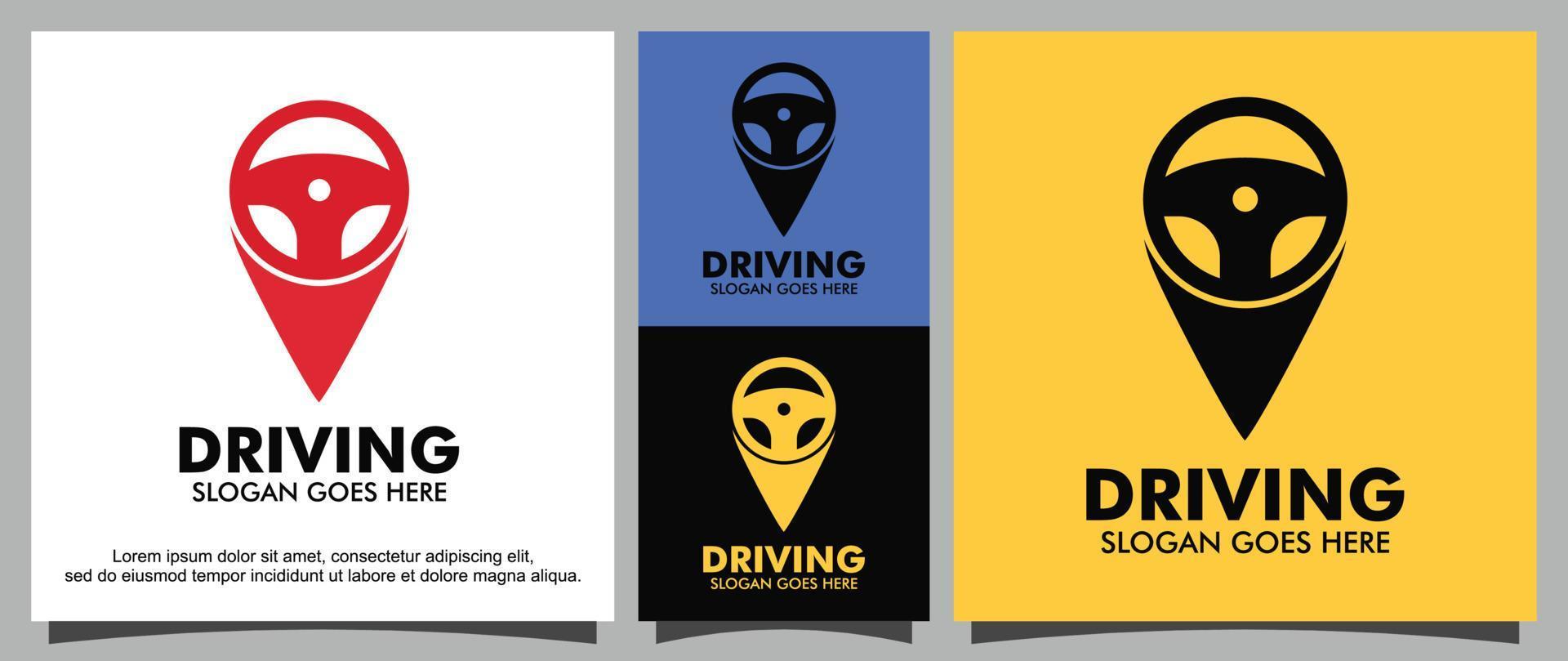 Steering wheel logo and location design template vector