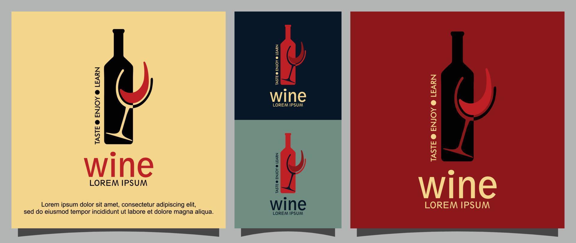 Wine bottle and glass logo template vector