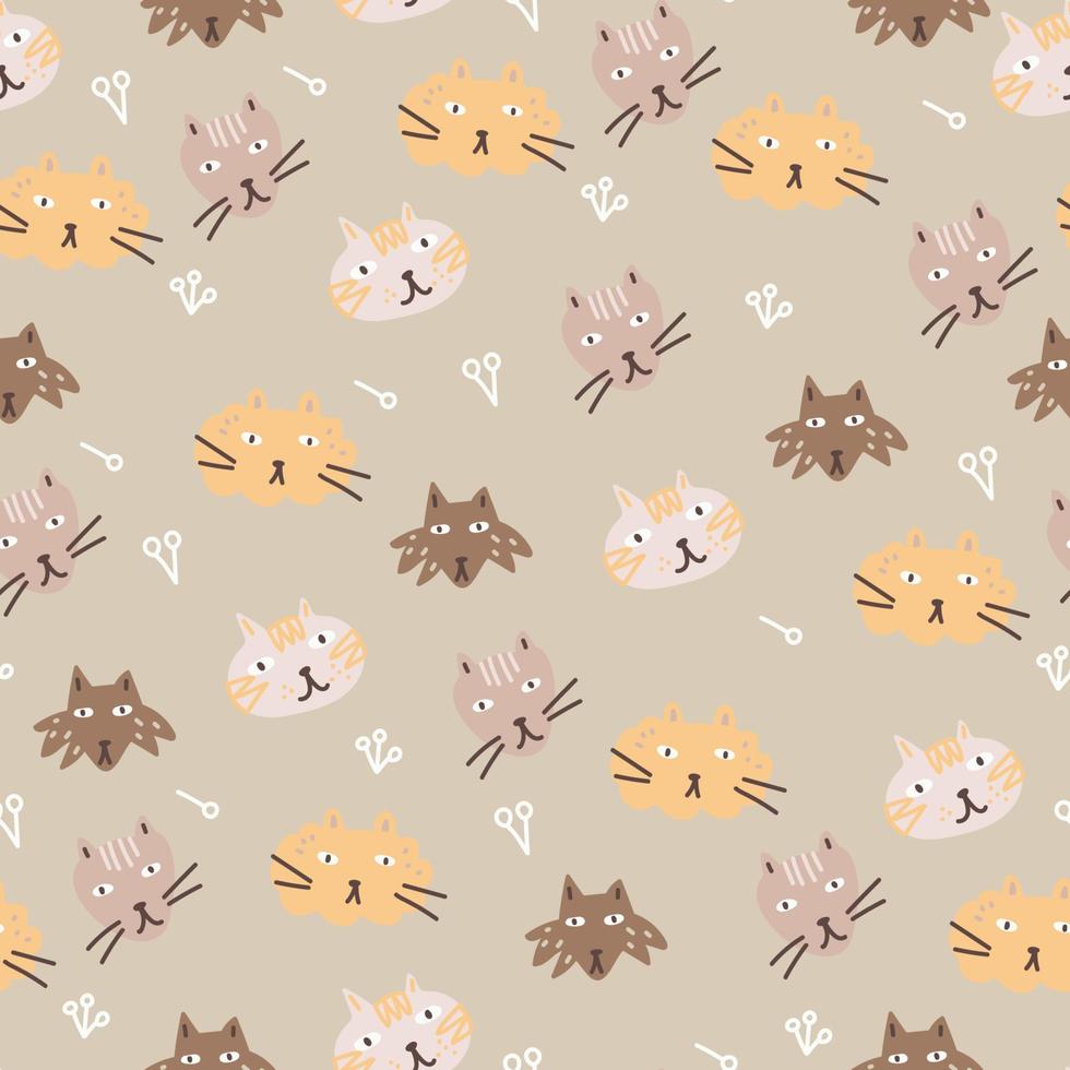 Cat Faces Seamless Pattern vector
