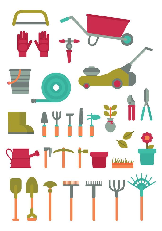 colección de coloridos iconos de jardinería vector