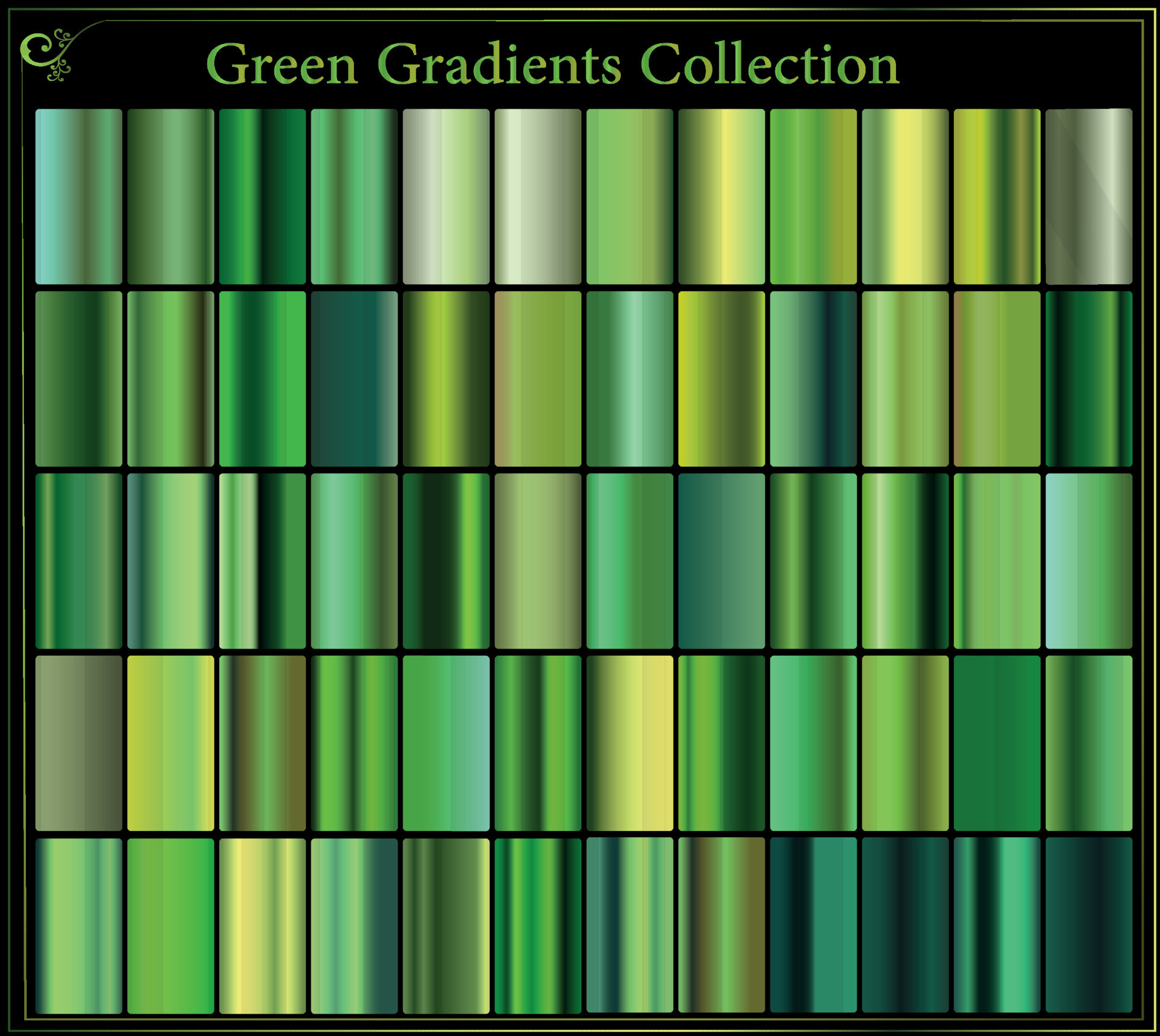 Green emerald chrome gradient set,pattern,template.Nature,grass colors ...