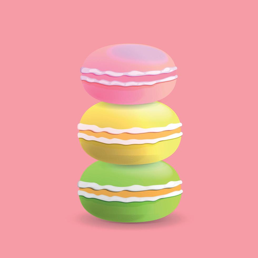 Macaroon cookies. Sweet round dessert. A stack of cookies. vector