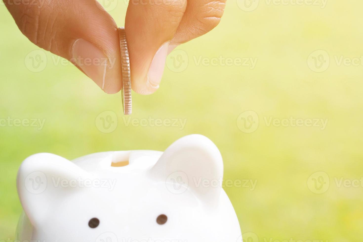 money coins stacked on each other in different positions on the wooden table. and piggy bank. for savings expenses for loans costs and payments.  Credit financial growing business concept. photo