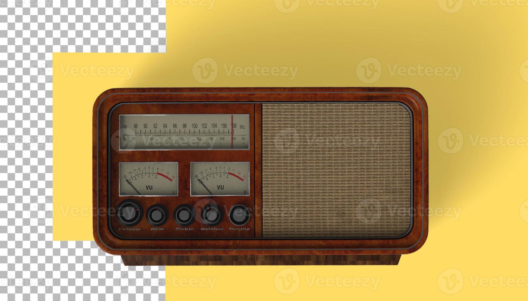 Stylish Vintage Radio Isolated on transparent background. photo