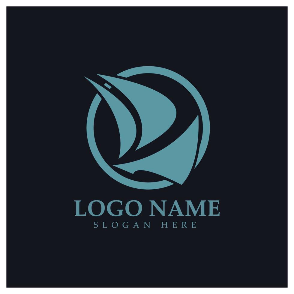 simple velero dhow barco en mar océano ola estilo arte diseño de logotipo, cruceros diarios, viajes por mar, ilustración de iconos vectoriales vector