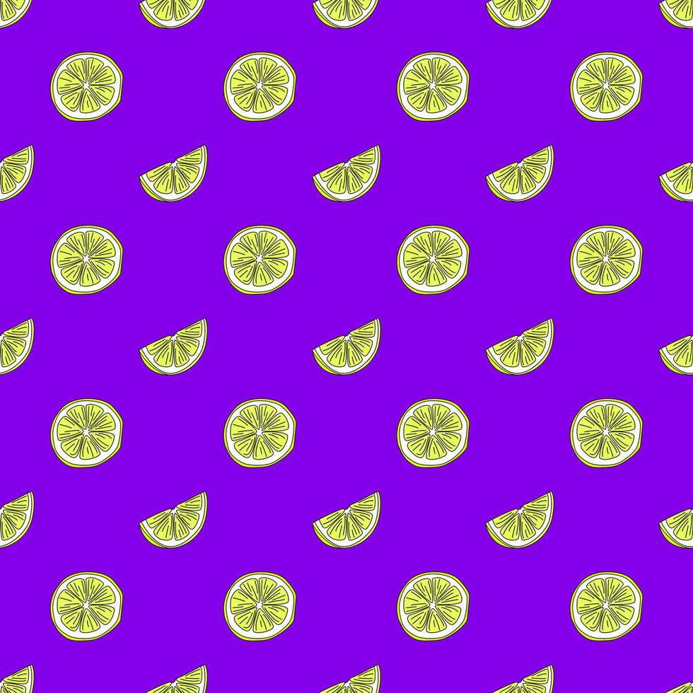 Seamless Pattern With Lemon Slices. Flat Vector Illustration.