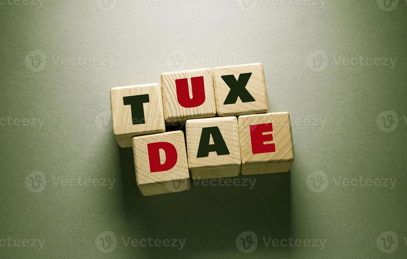 Tax Due Word with Wooden Cubes photo