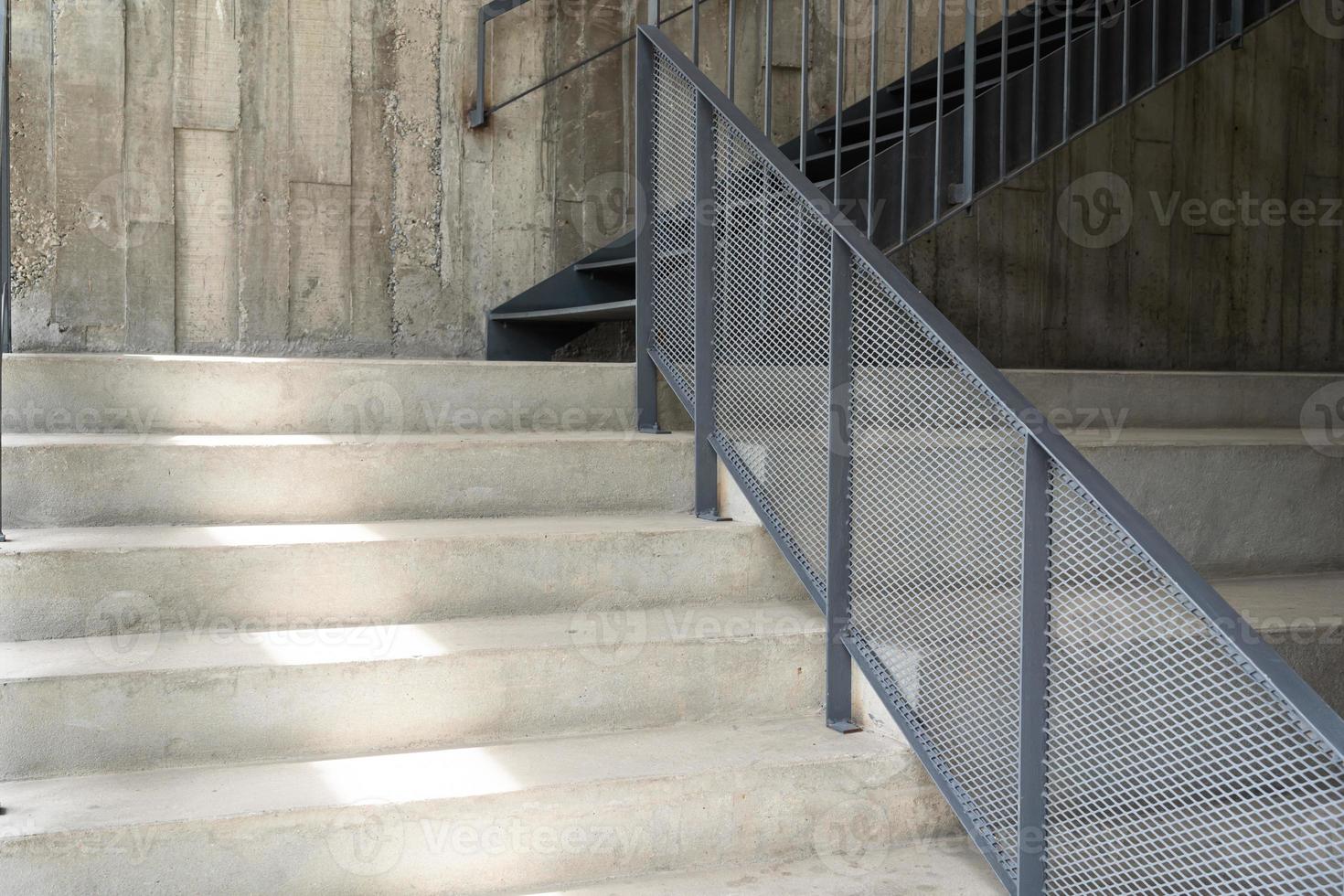 Architectural design of stair concrete with light. Copy space. photo