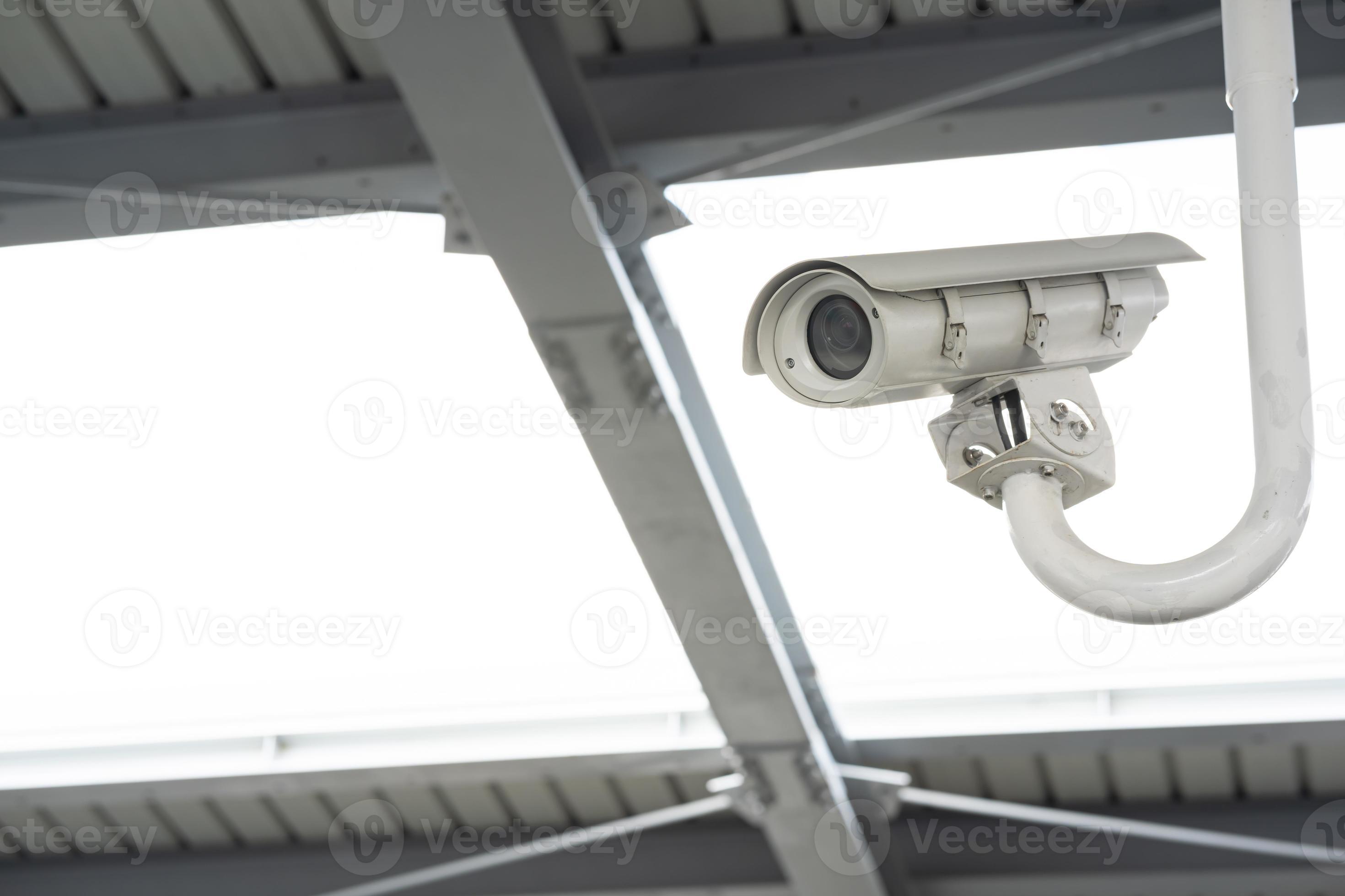 CCTV surveillance security camera video equipment on pole outdoor