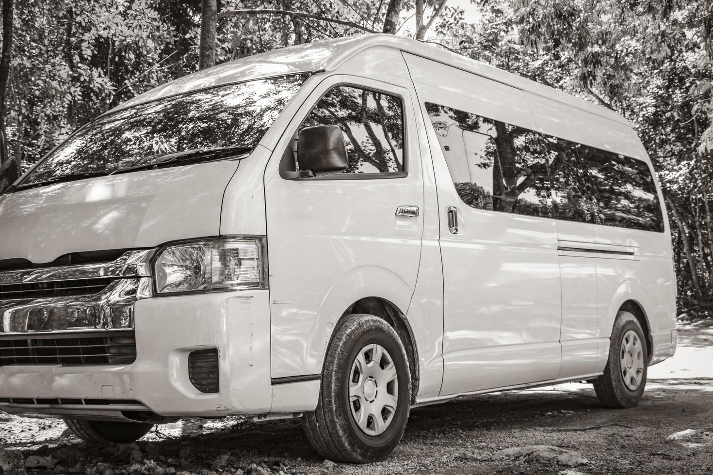 Playa del Carmen Quintana Roo Mexico 2022 Van car in tropical natural jungle forest Puerto Aventuras Mexico. photo