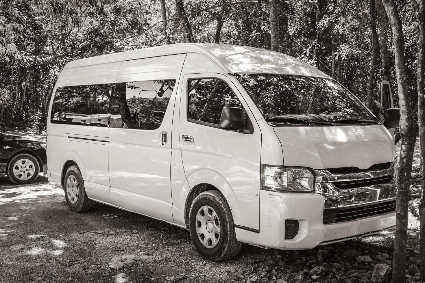 Playa del Carmen Quintana Roo Mexico 2022 Van car in tropical natural jungle forest Puerto Aventuras Mexico. photo