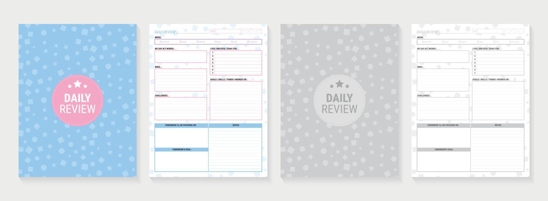 Daily Review Planner Template vector