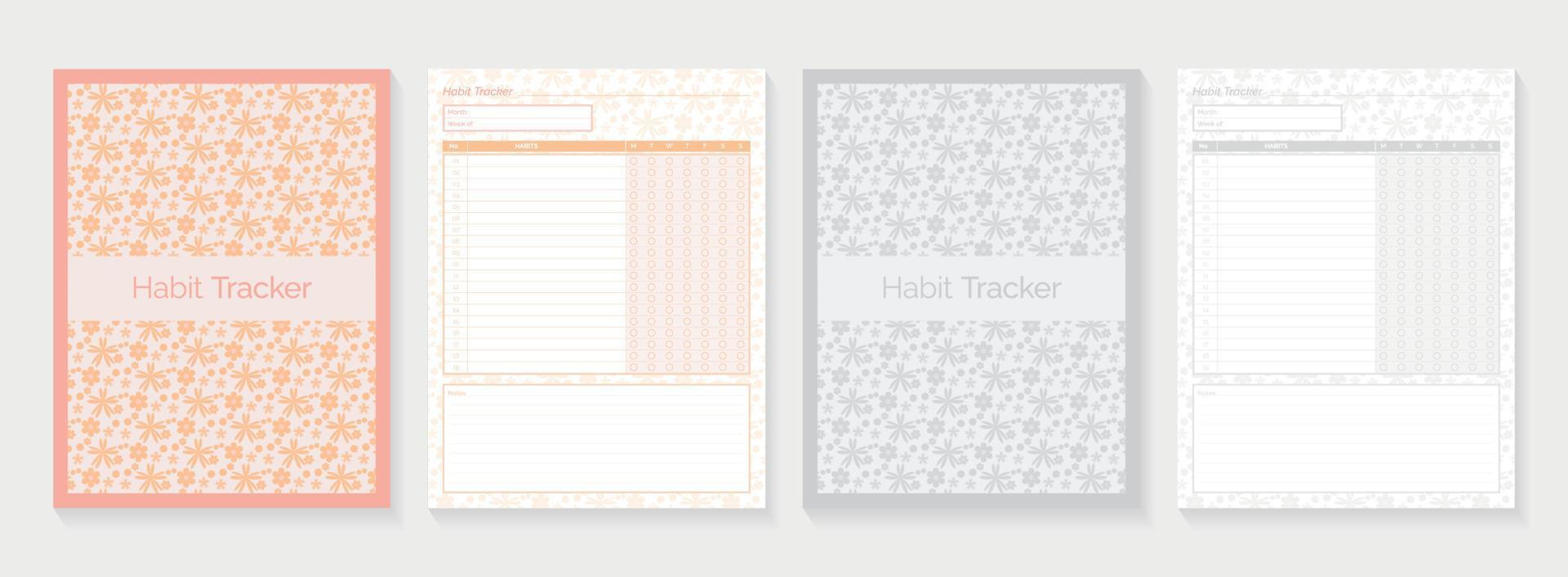 Habit Tracker Planner with pink flower background vector
