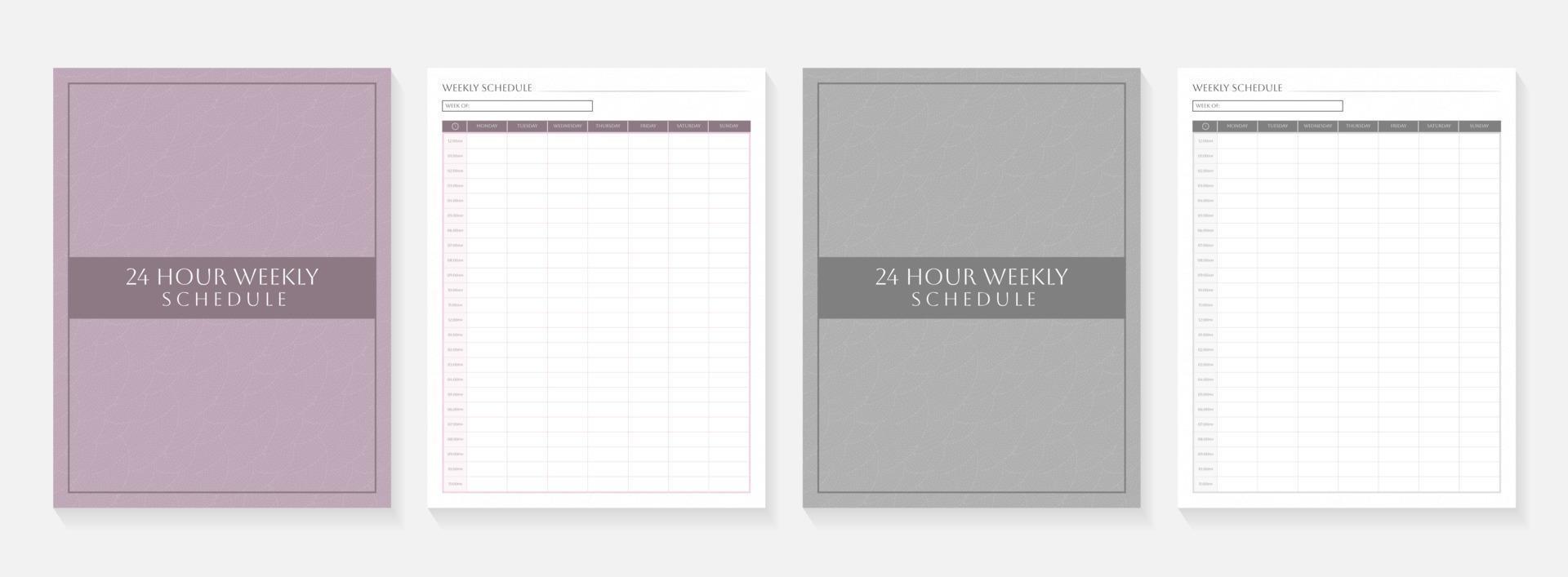 24 Hour Weekly Schedule vector