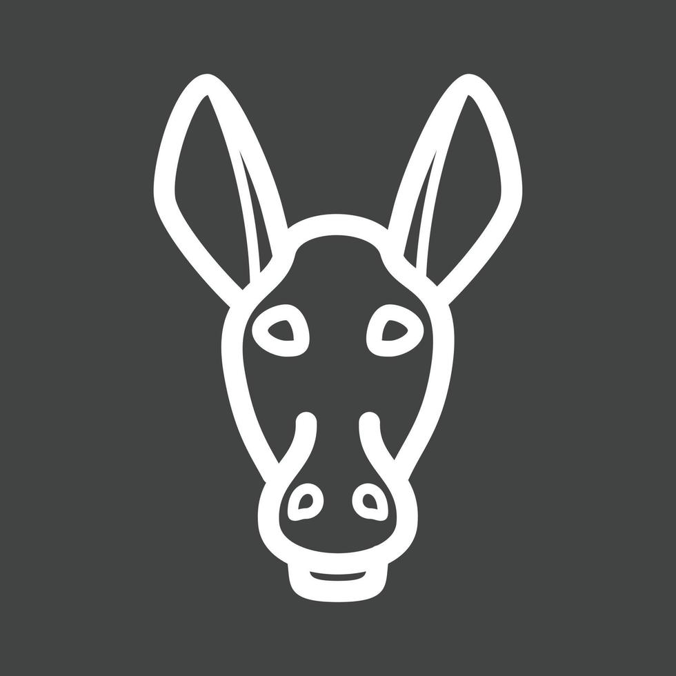 icono de línea de cara de burro invertida vector